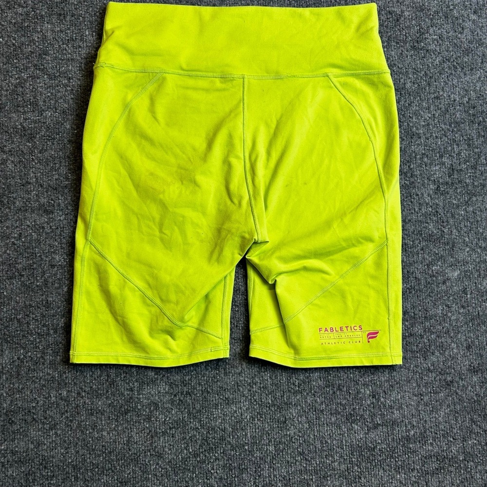 Fabletics Shorts Womens XL Neon Lime Green PowerHold High Waisted Athletic Gym
